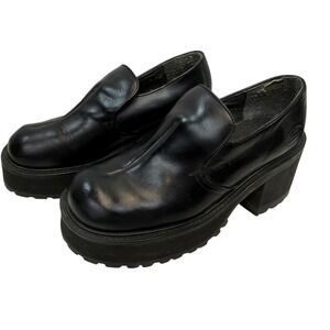 Skechers Vintage Y2K 90s Platform Loafers W Size 7 Chunky Block Heel Lug Sole